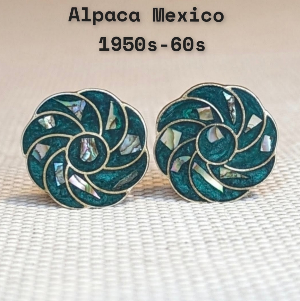 Nwot 50s-60s Alpaca Mexico Artisan Clip-On Earrings